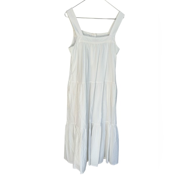 Faherty Marina Seersucker Maxi Dress White, Tiered Boho Maxi Dress, Size Small - Picture 4 of 11